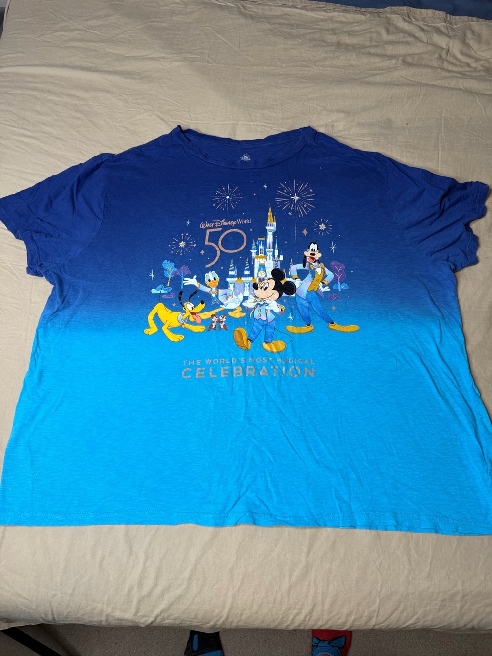 Disney Parks Walt Disney World XXXL 50th Anniversary Mickey Blue T-Shirt Adult